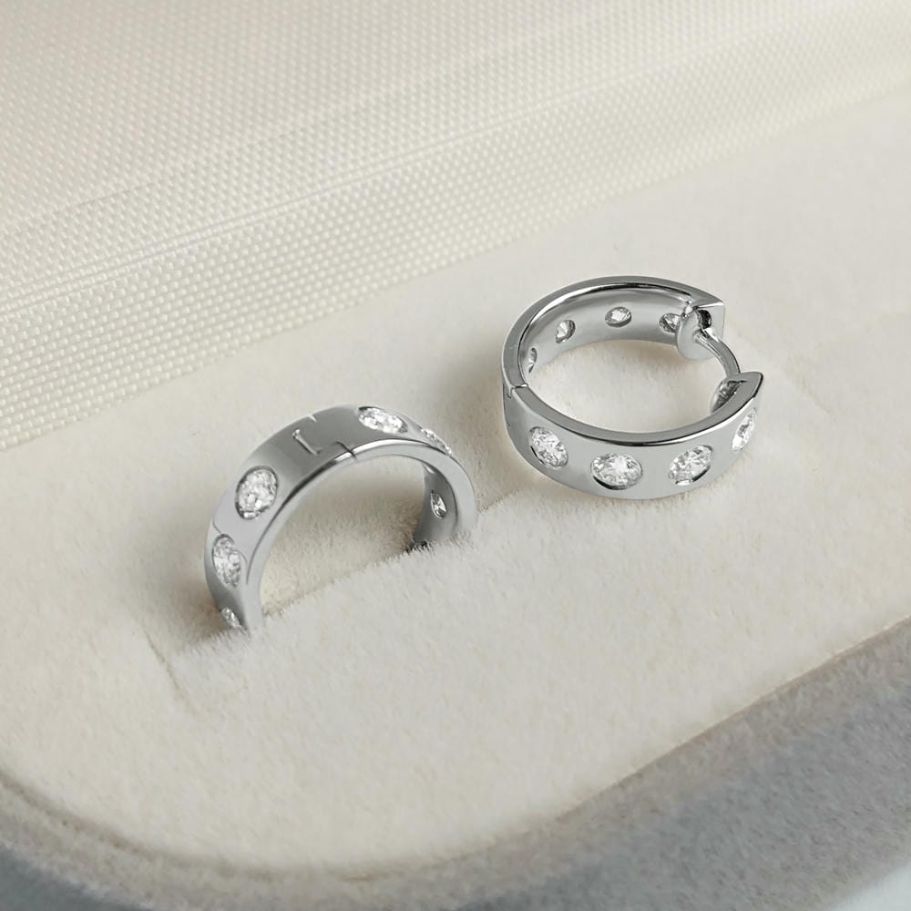 預購 14K 白金 鑽石耳環