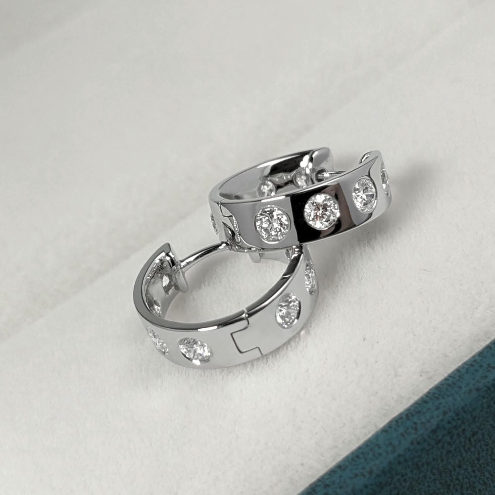 預購 14K 白金 鑽石耳環
